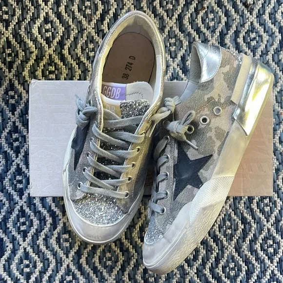 NIB Sz 38 Golden Goose Limited Edition Superstar Pen-Star Glitter, Camouflage - Picture 11 of 12